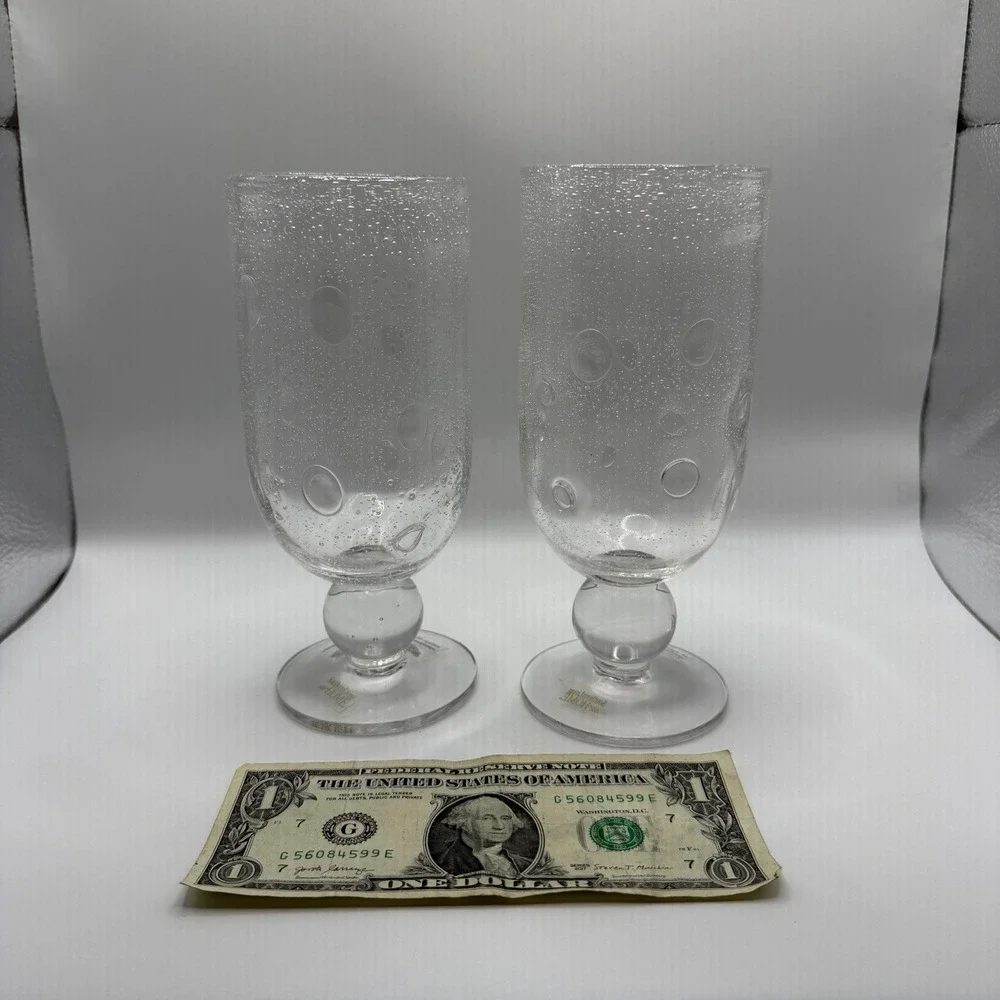 Southern Living Bella Luna Water Goblets/Glasses Bubble Glass 7.25